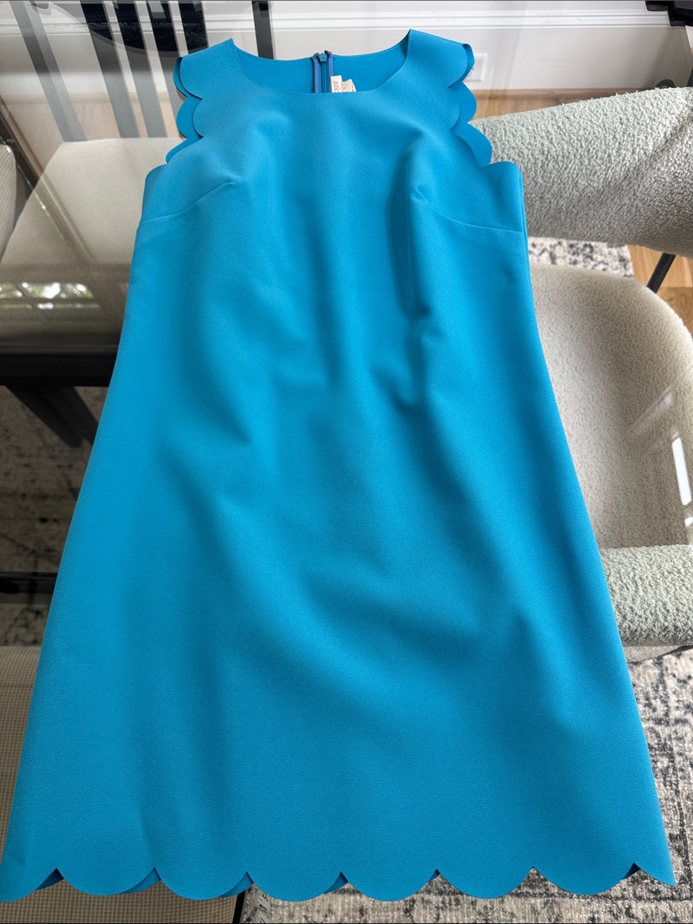 J. Crew Scallop-Trim Dress in Bright Turquoise
